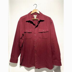 L.L. Bean chamois flannel button up shirt rusty red casual winter country men L